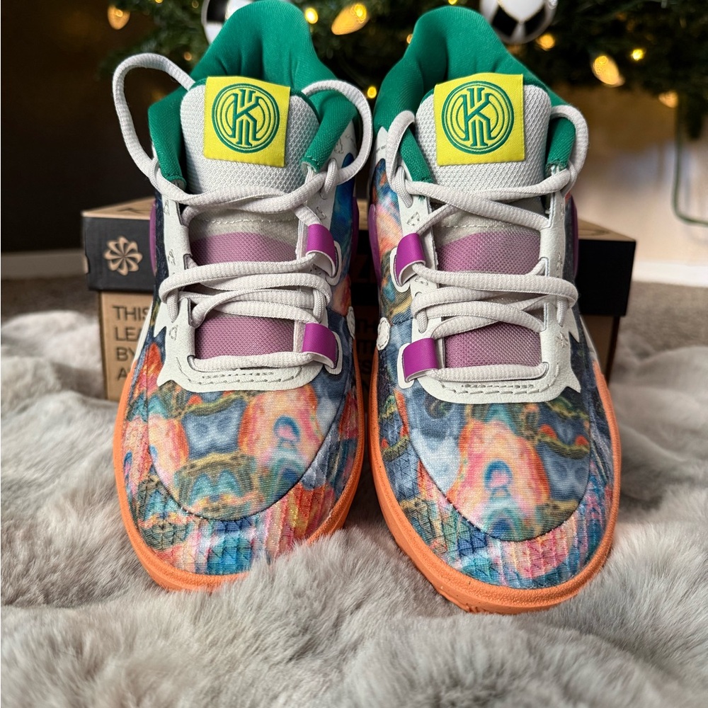 Colorful Nike Kyrie 8 "Circle of Life" basketball shoes.